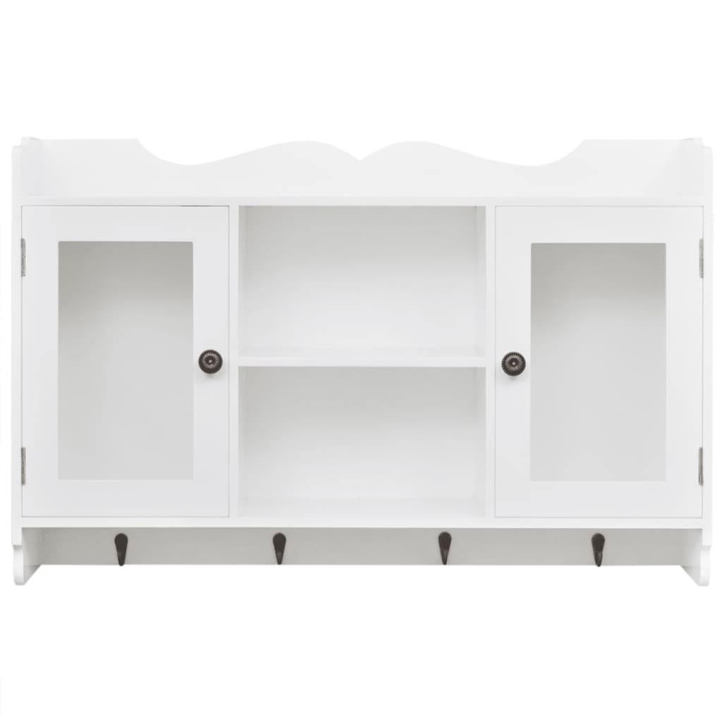White MDF Wall Cabinet Display Shelf Book/DVD/Glass Storage