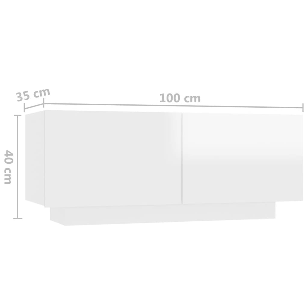 TV Cabinet with LED Lights High Gloss White 200x35x40 cm