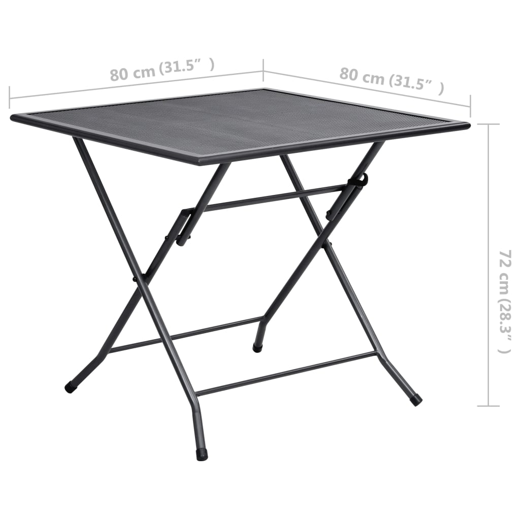 Folding Mesh Table 80x80x72 cm Steel Anthracite