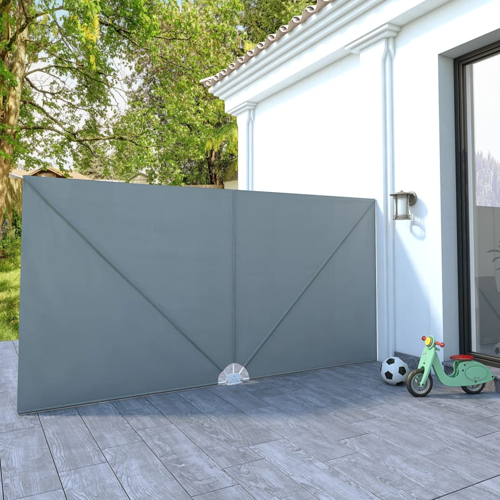Collapsible Terrace Side Awning Grey 400x200 cm
