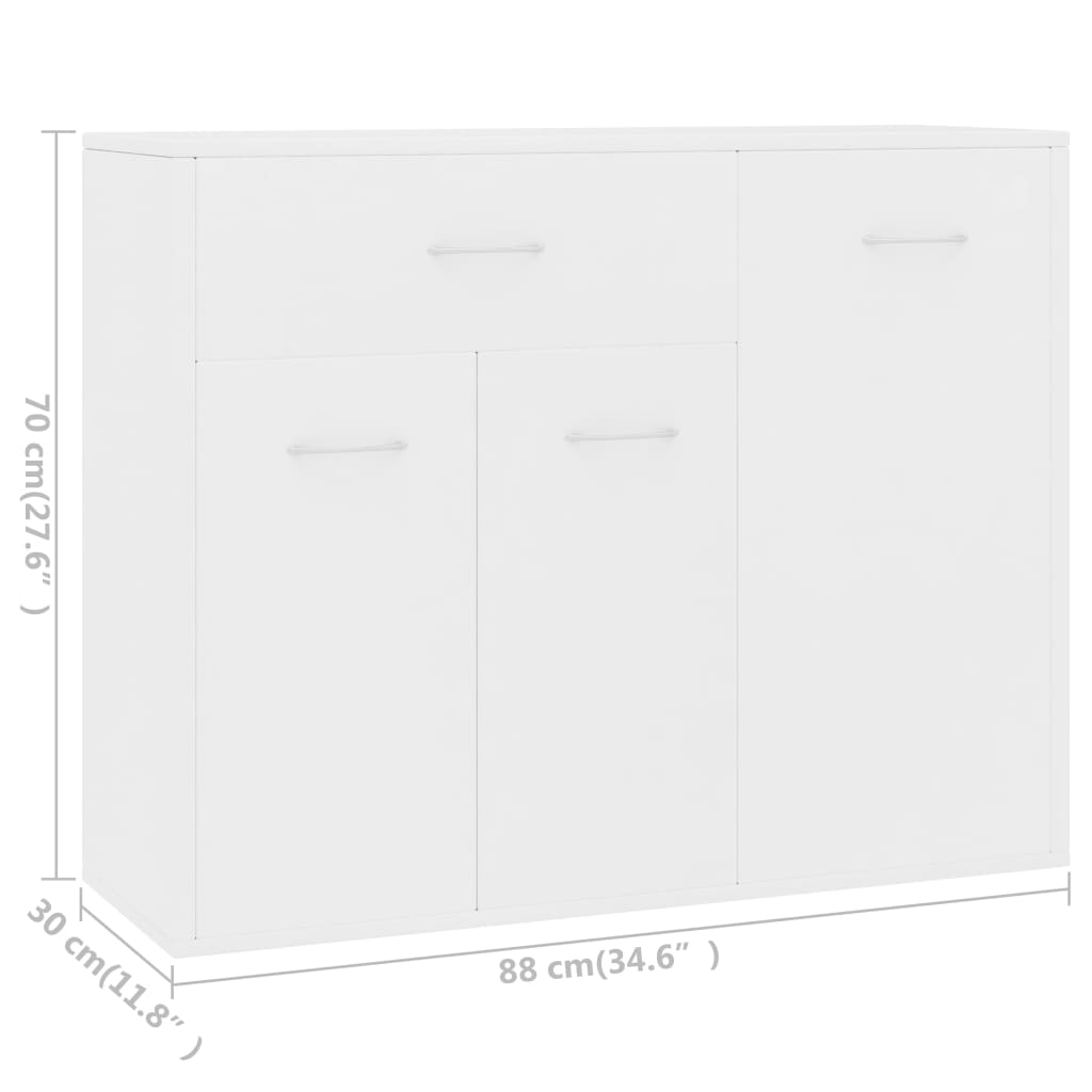 Sideboard White 88x30x70 cm Engineered Wood