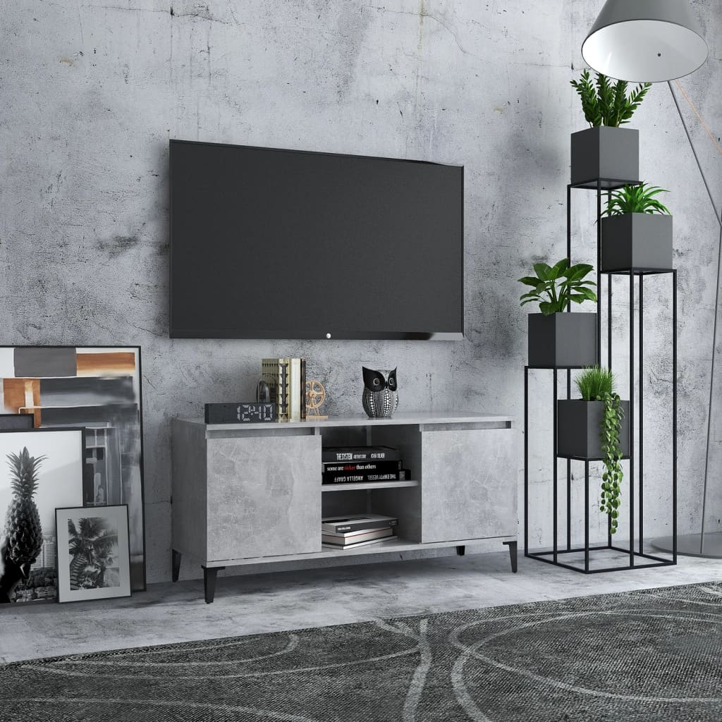 TV Cabinet with Metal Legs Concrete Grey 103.5x35x50 cm