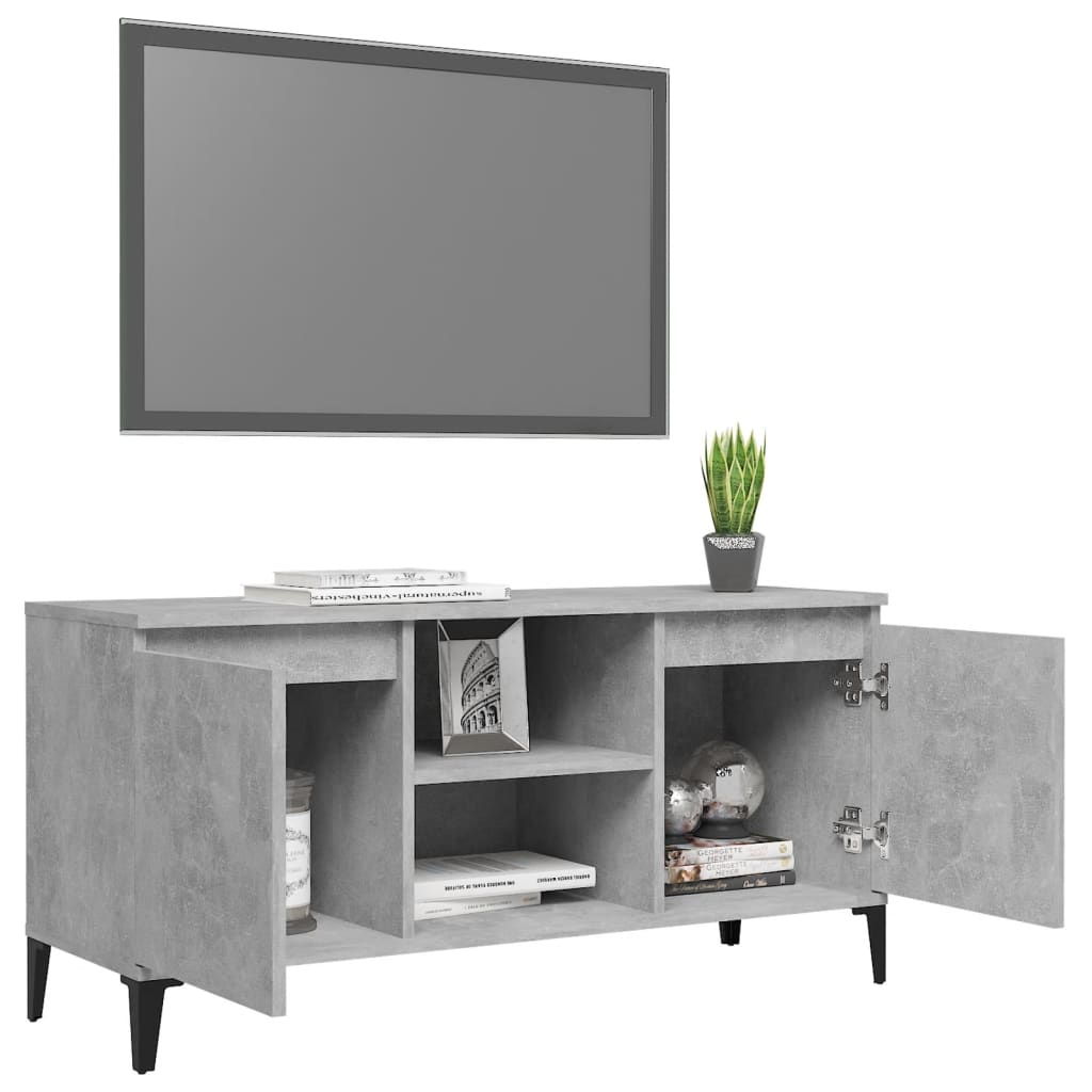 TV Cabinet with Metal Legs Concrete Grey 103.5x35x50 cm