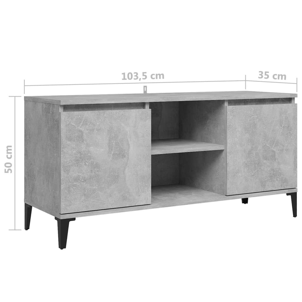 TV Cabinet with Metal Legs Concrete Grey 103.5x35x50 cm