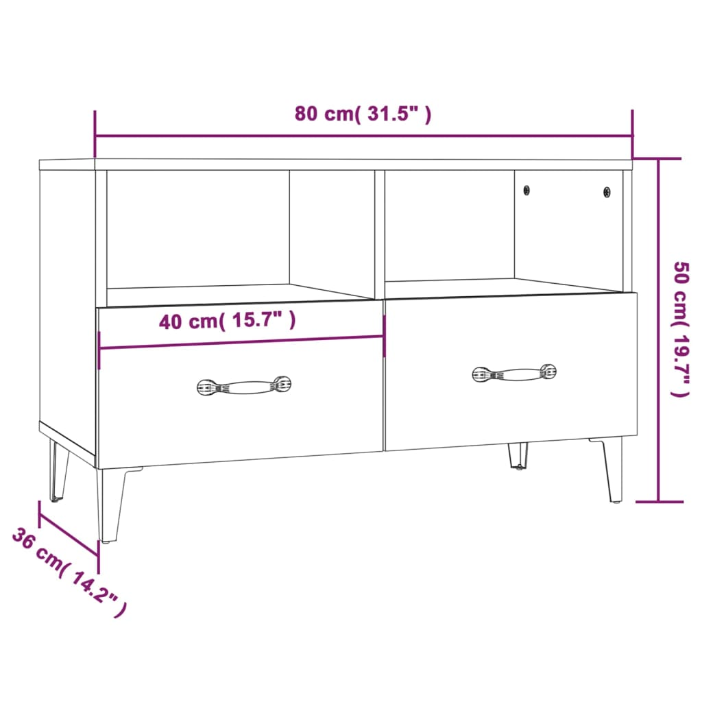 TV Cabinet Grey Sonoma 80x36x50 cm Engineered Wood