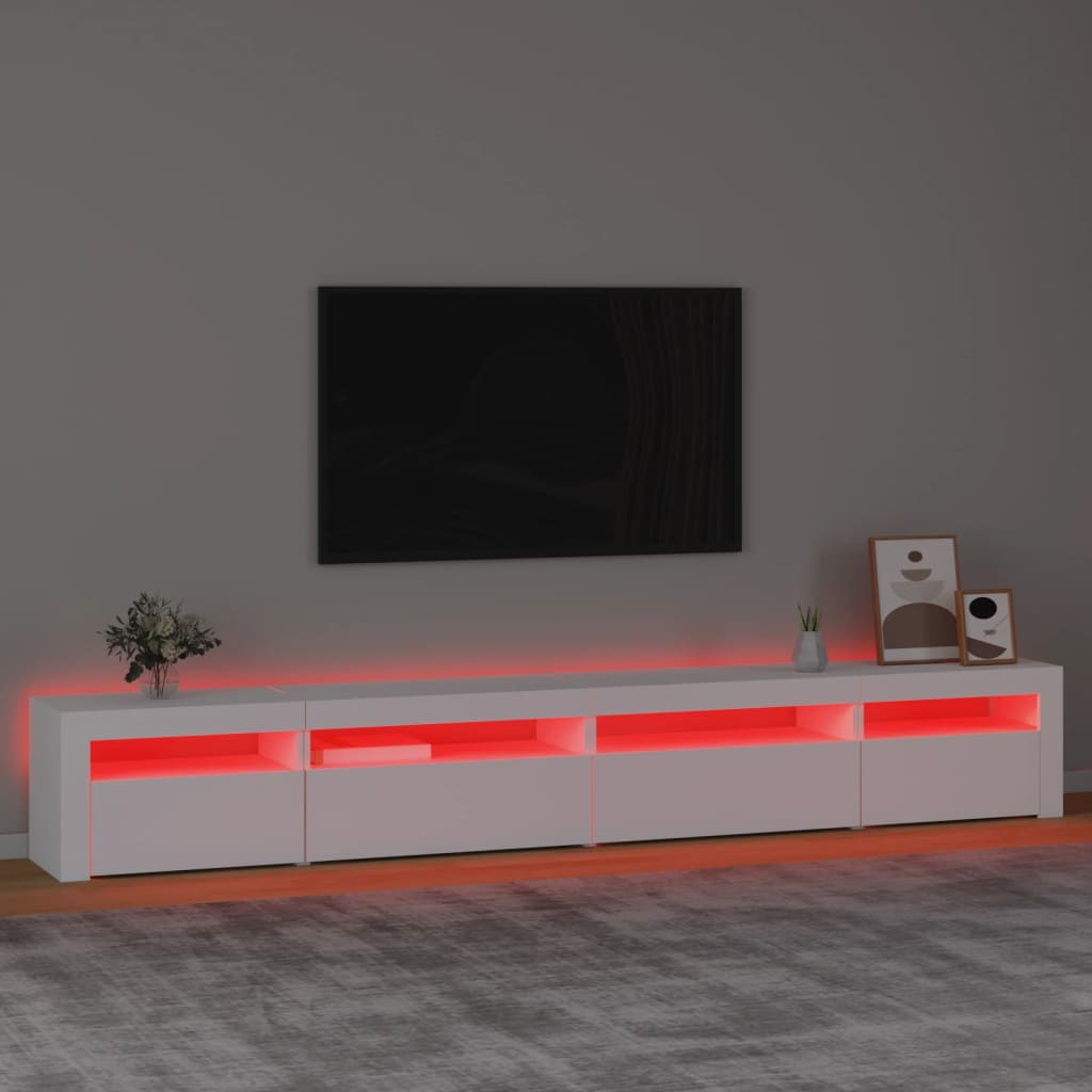 TV Cabinet with LED Lights White 270x35x40 cm