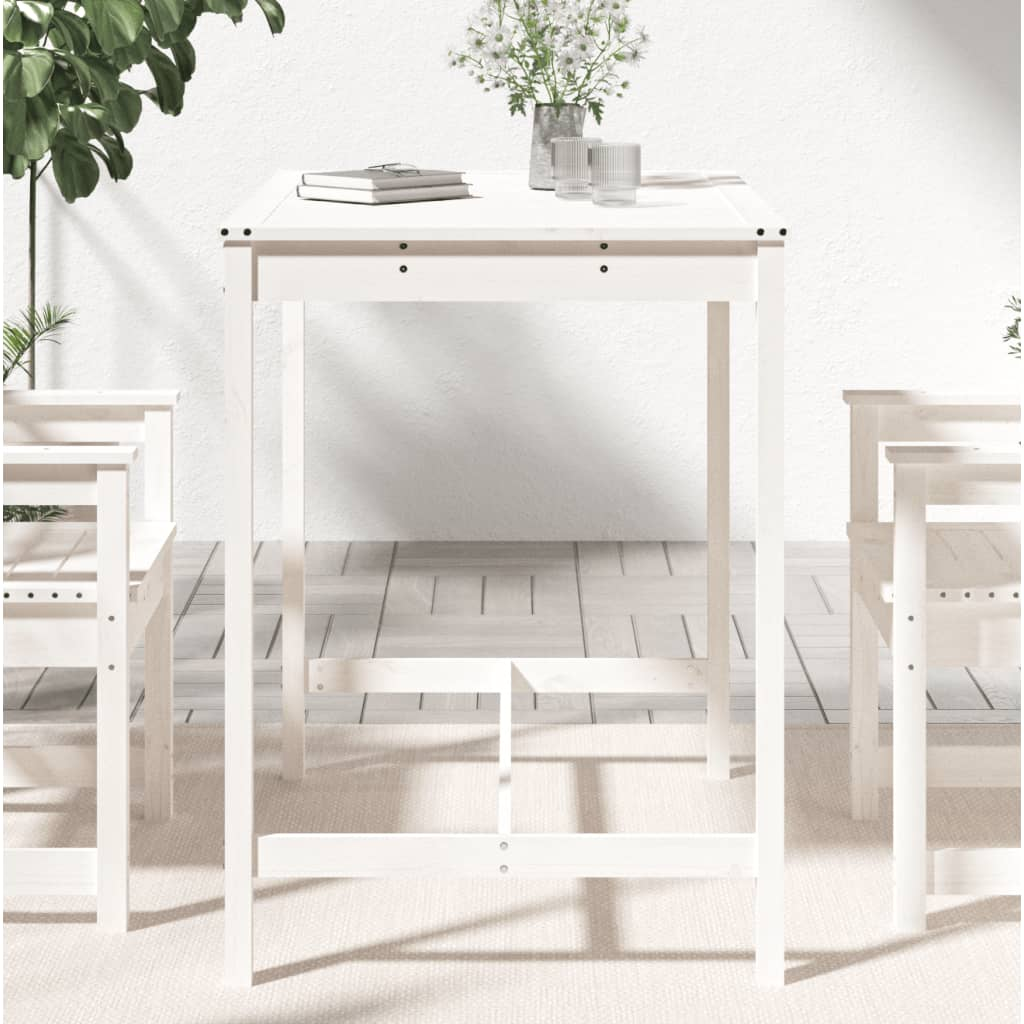 Garden Table White 121x82.5x110 cm Solid Wood Pine