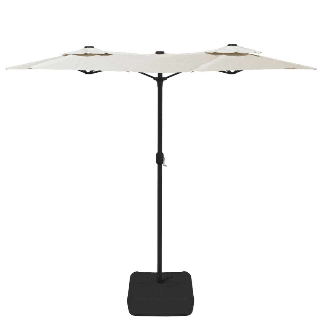 Double-Head Parasol with LEDs Sand White 316x240 cm