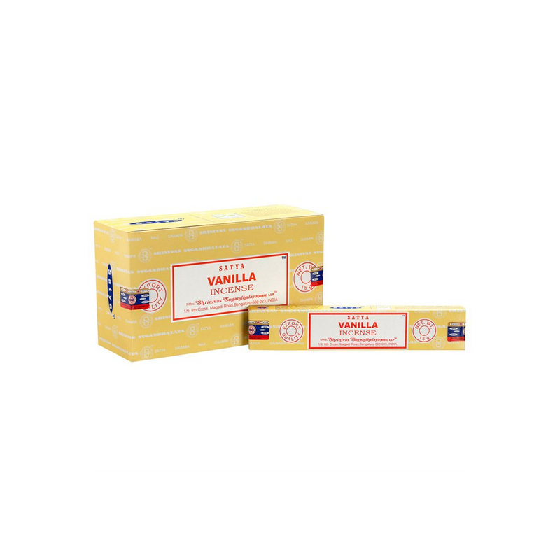 Set of 12 Packets of Vanilla Incense Sticks by Satya