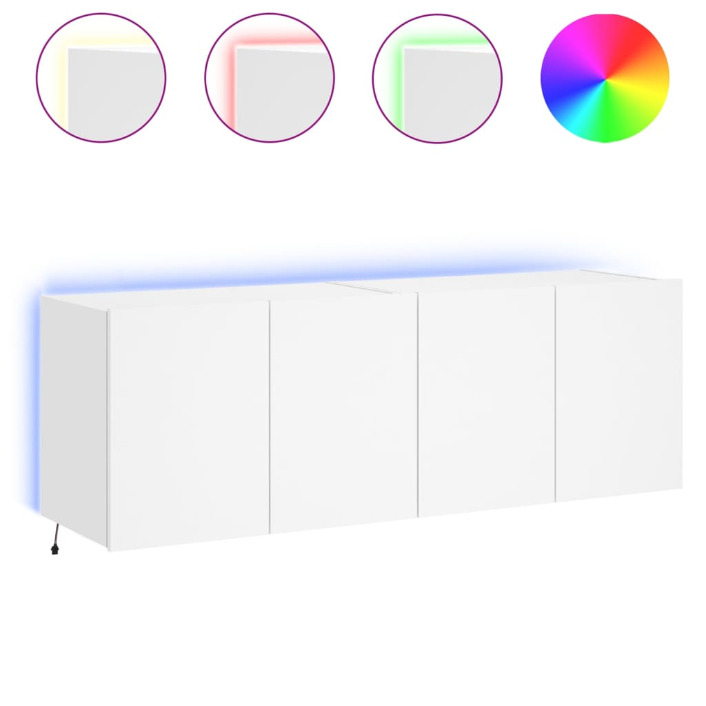 TV Wall Cabinets with LED Lights 2 pcs White 60x35x41 cm