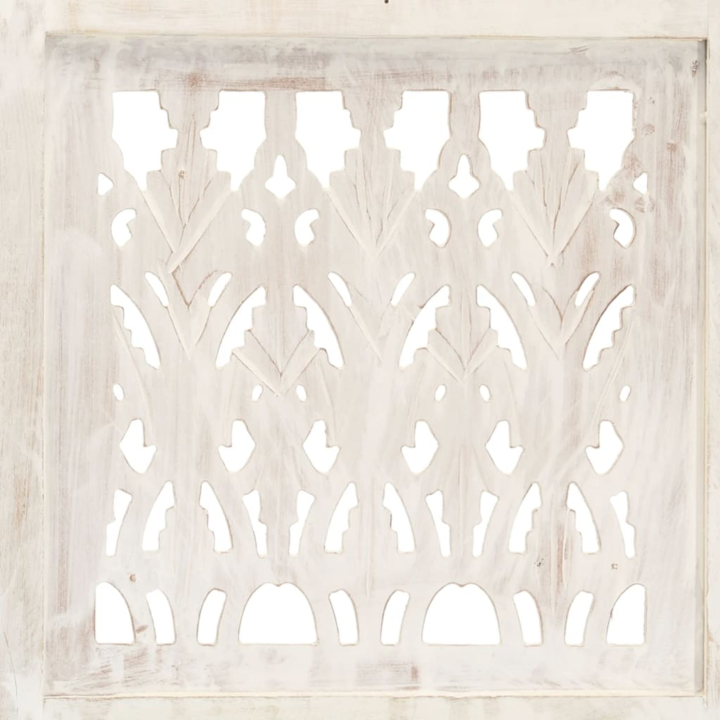 Hand carved 3-Panel Room Divider White 120x165 cm Solid Mango Wood