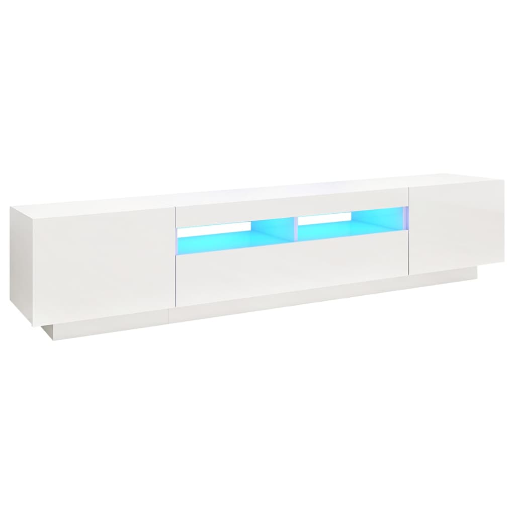 TV Cabinet with LED Lights High Gloss White 200x35x40 cm