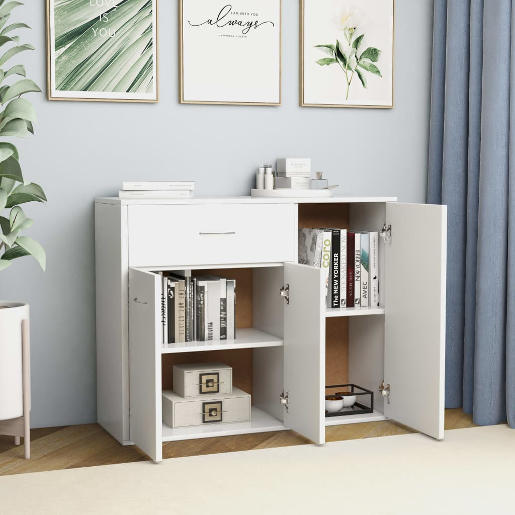 Sideboard White 88x30x70 cm Engineered Wood