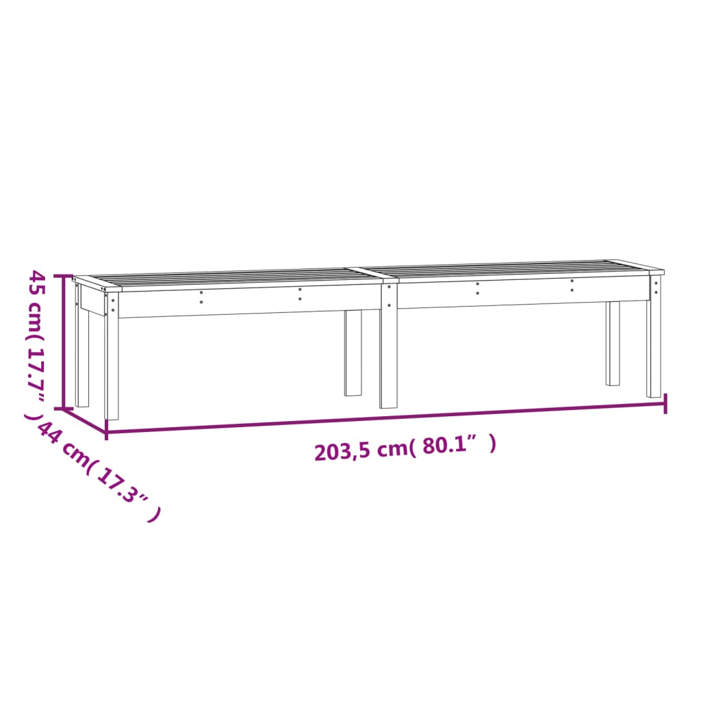 2-Seater Garden Bench 203.5x44x45 cm Solid Wood Douglas