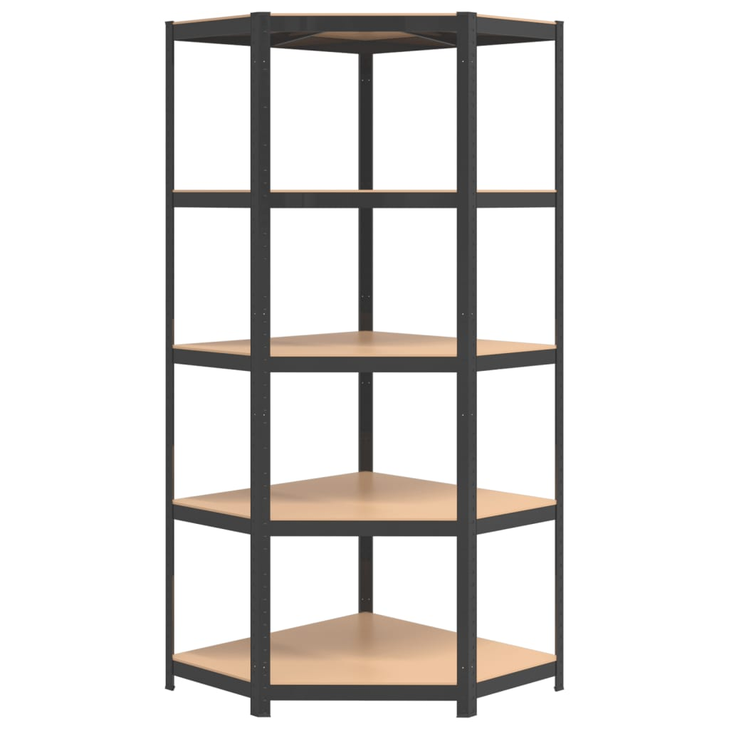 5-Layer Corner Shelf Anthracite Steel&Engineered Wood