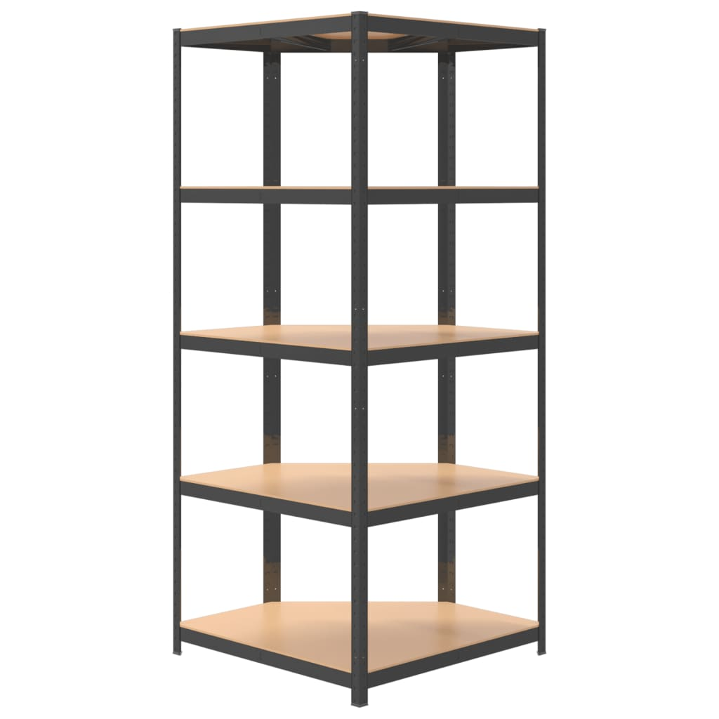 5-Layer Corner Shelf Anthracite Steel&Engineered Wood