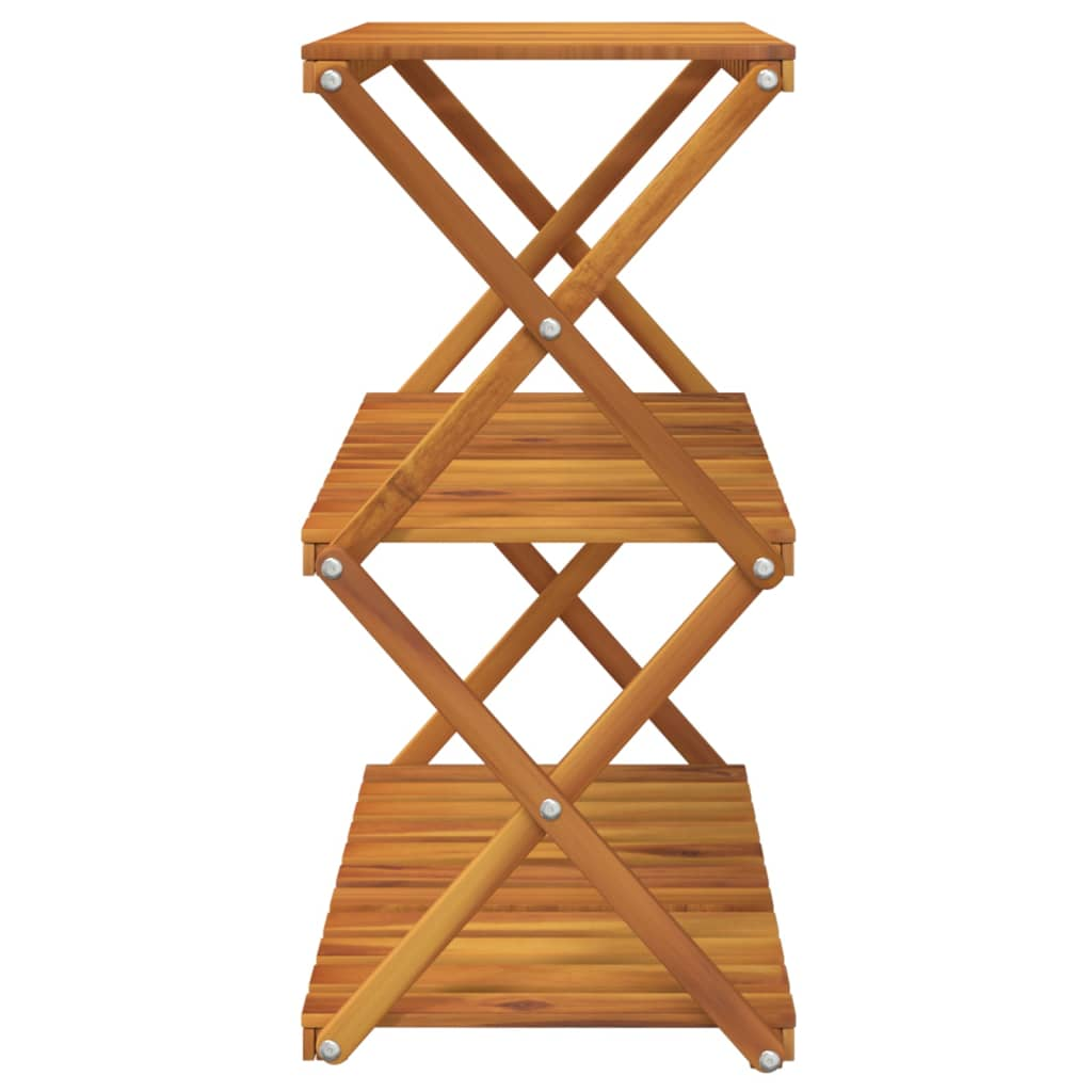 3-Tier Folding Shelf Brown 70x31x63 cm Solid Wood Acacia