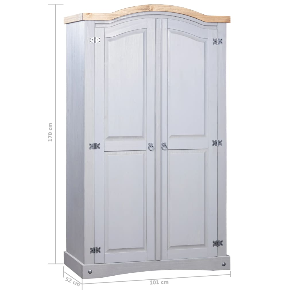 Wardrobe Mexican Pine Corona Range 2 Doors Grey