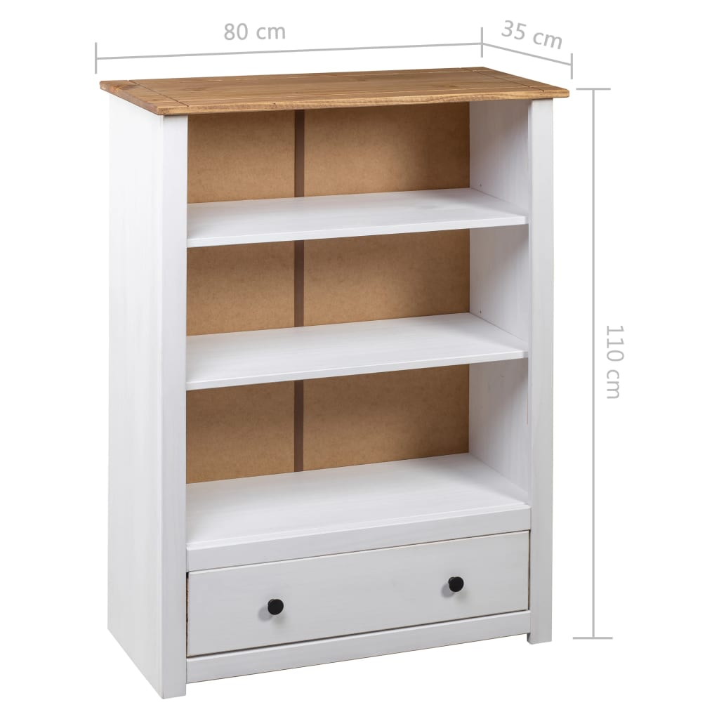 Bookcase White 80x35x110 cm Solid Pine Wood Panama Range