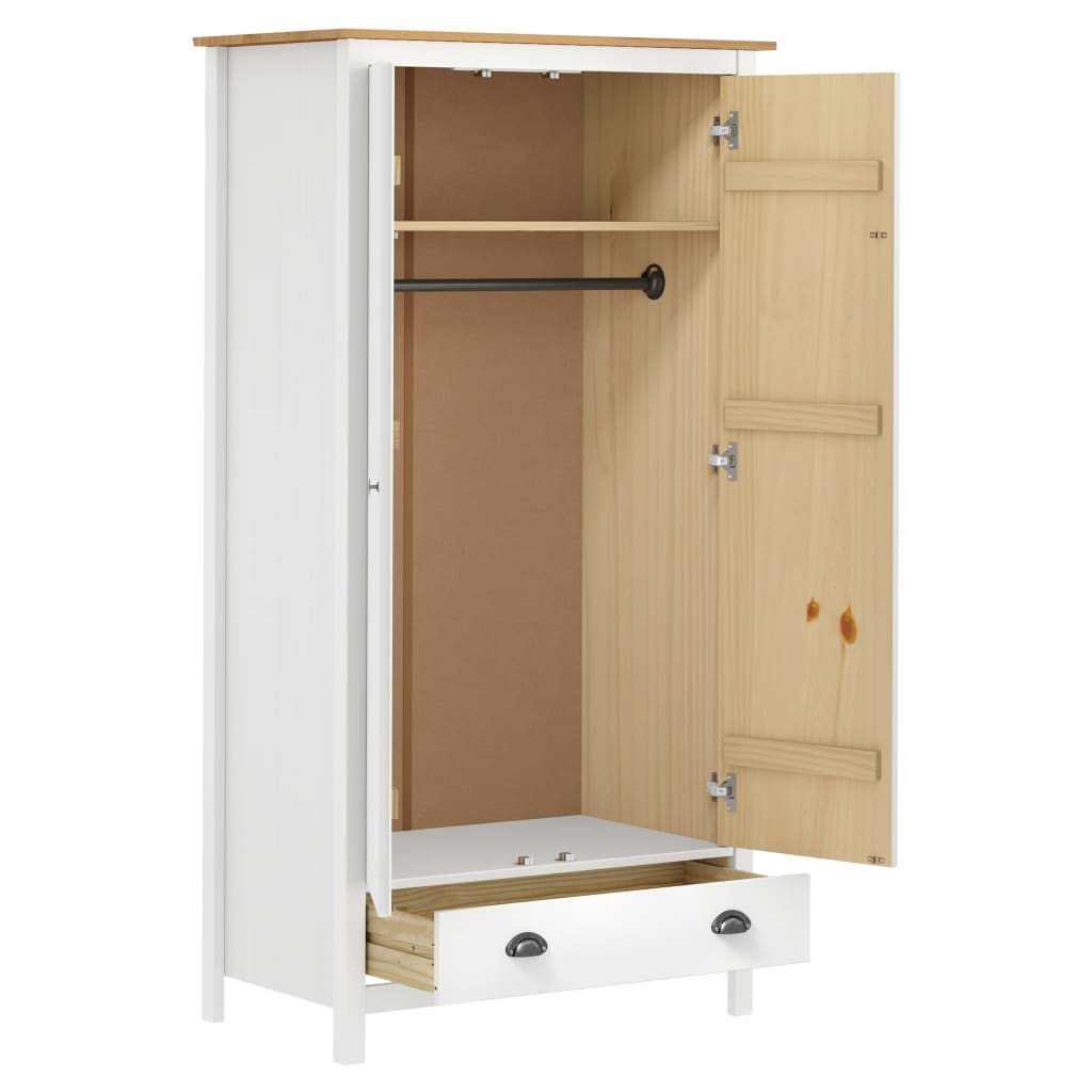 2-Door Wardrobe Hill White 89x50x170 cm Solid Pine Wood