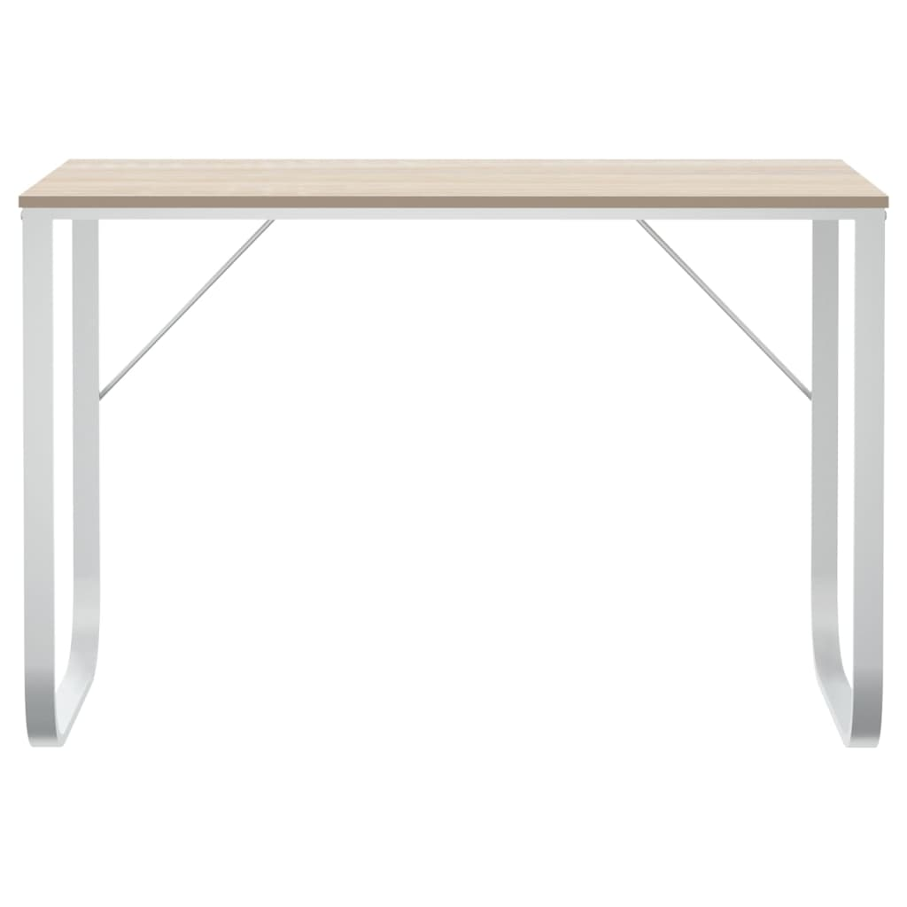 Computer Desk White and Oak 110x60x73 cm Engineered Wood