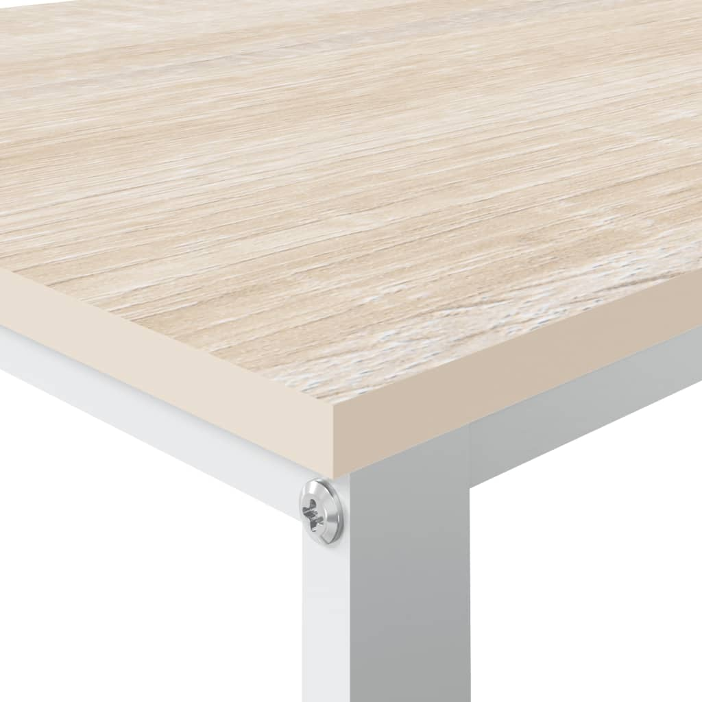 Computer Desk White and Oak 110x60x73 cm Engineered Wood