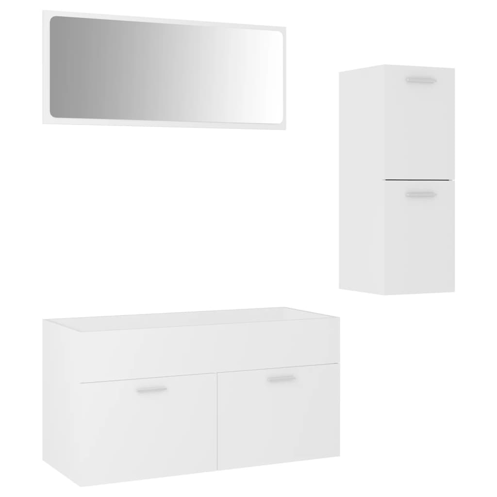 Bathroom Furniture Set White Engineered Wood