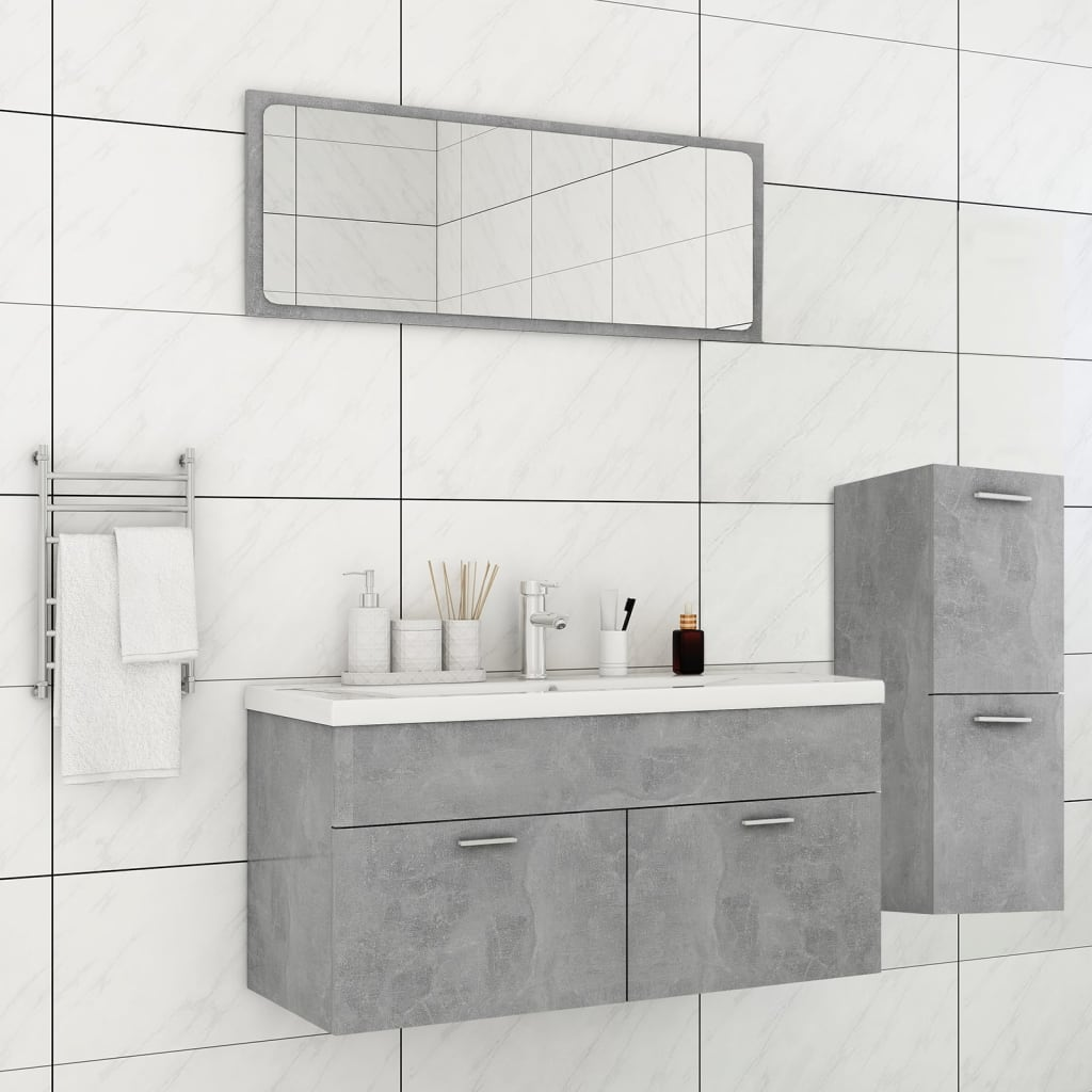 Bathroom Furniture Set Concrete Grey Engineered Wood