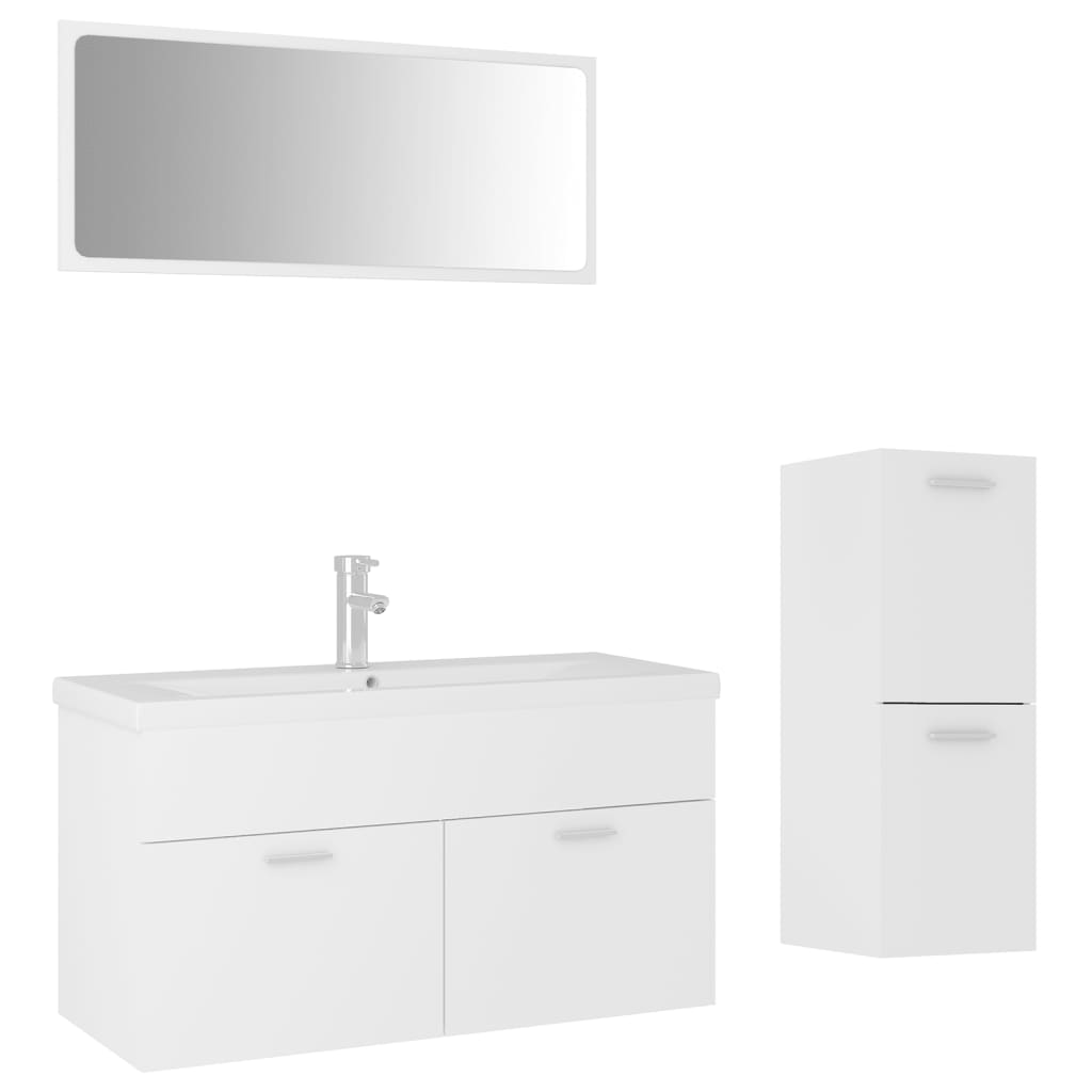 Bathroom Furniture Set White Engineered Wood