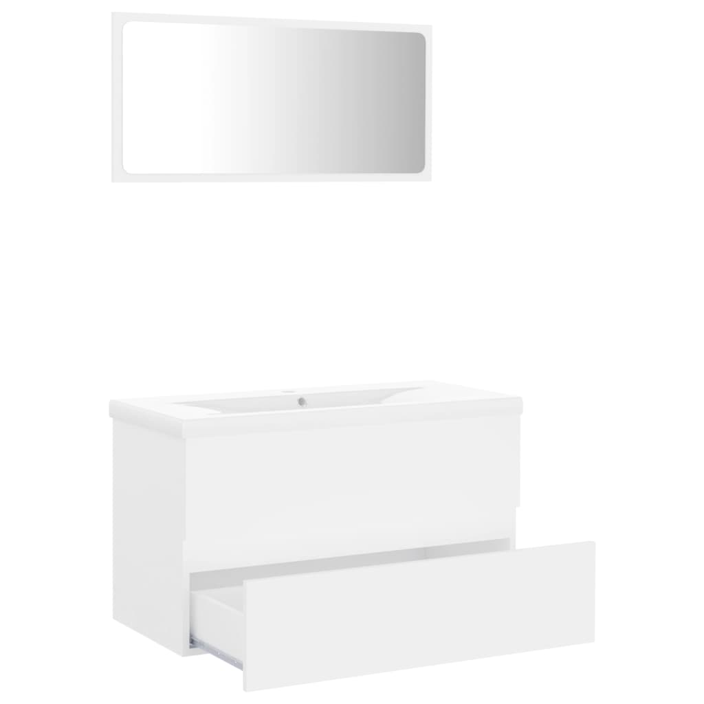 Bathroom Furniture Set White Engineered Wood