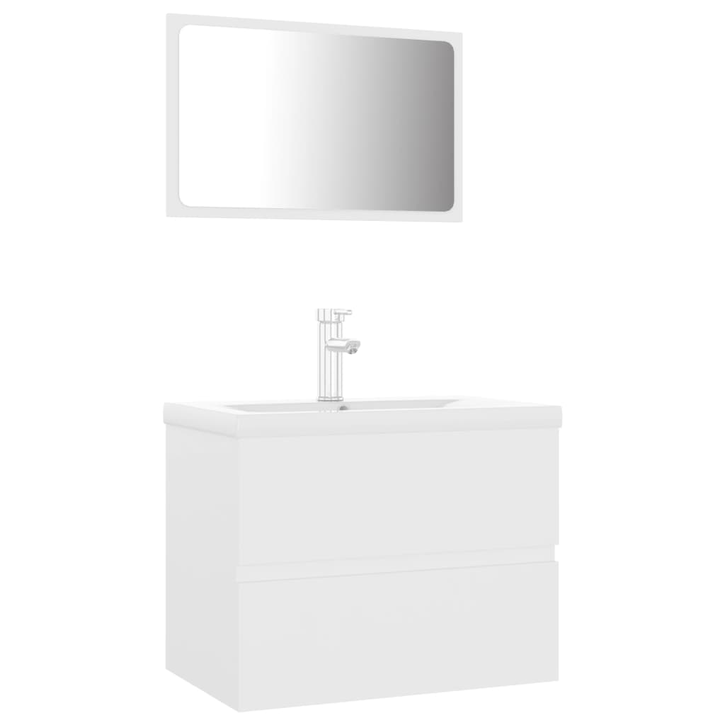 Bathroom Furniture Set White Engineered Wood