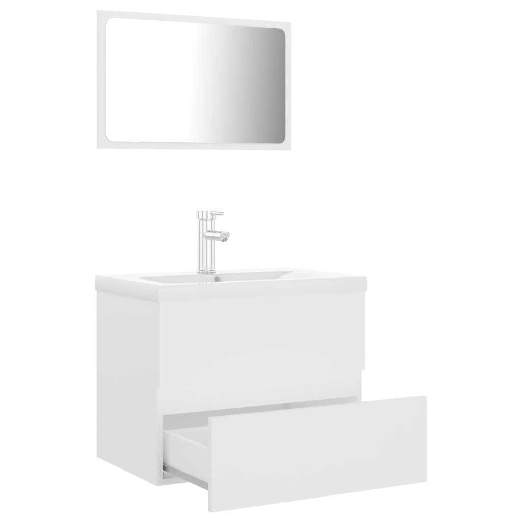 Bathroom Furniture Set White Engineered Wood