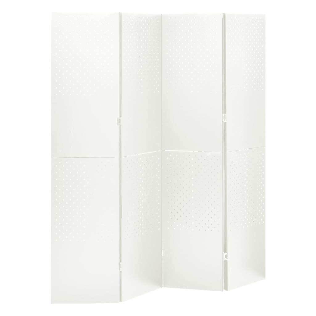 4-Panel Room Dividers 2 pcs White 160x180 cm Steel