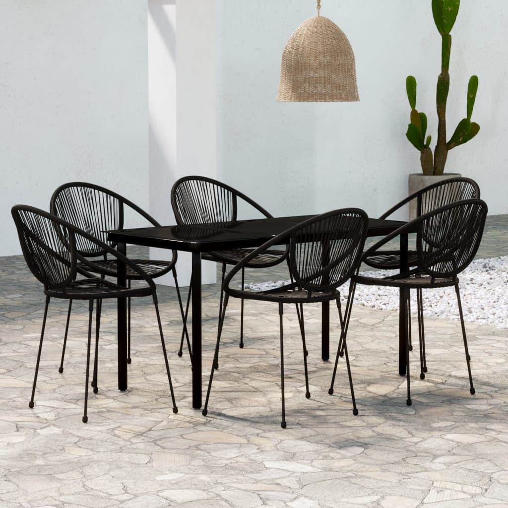 7 Piece Garden Dining Set Black