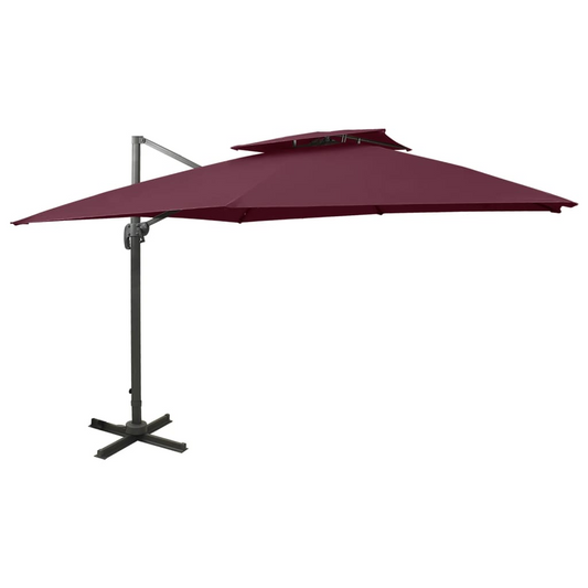 Cantilever Umbrella with Double Top 300x300 cm Bordeaux Red