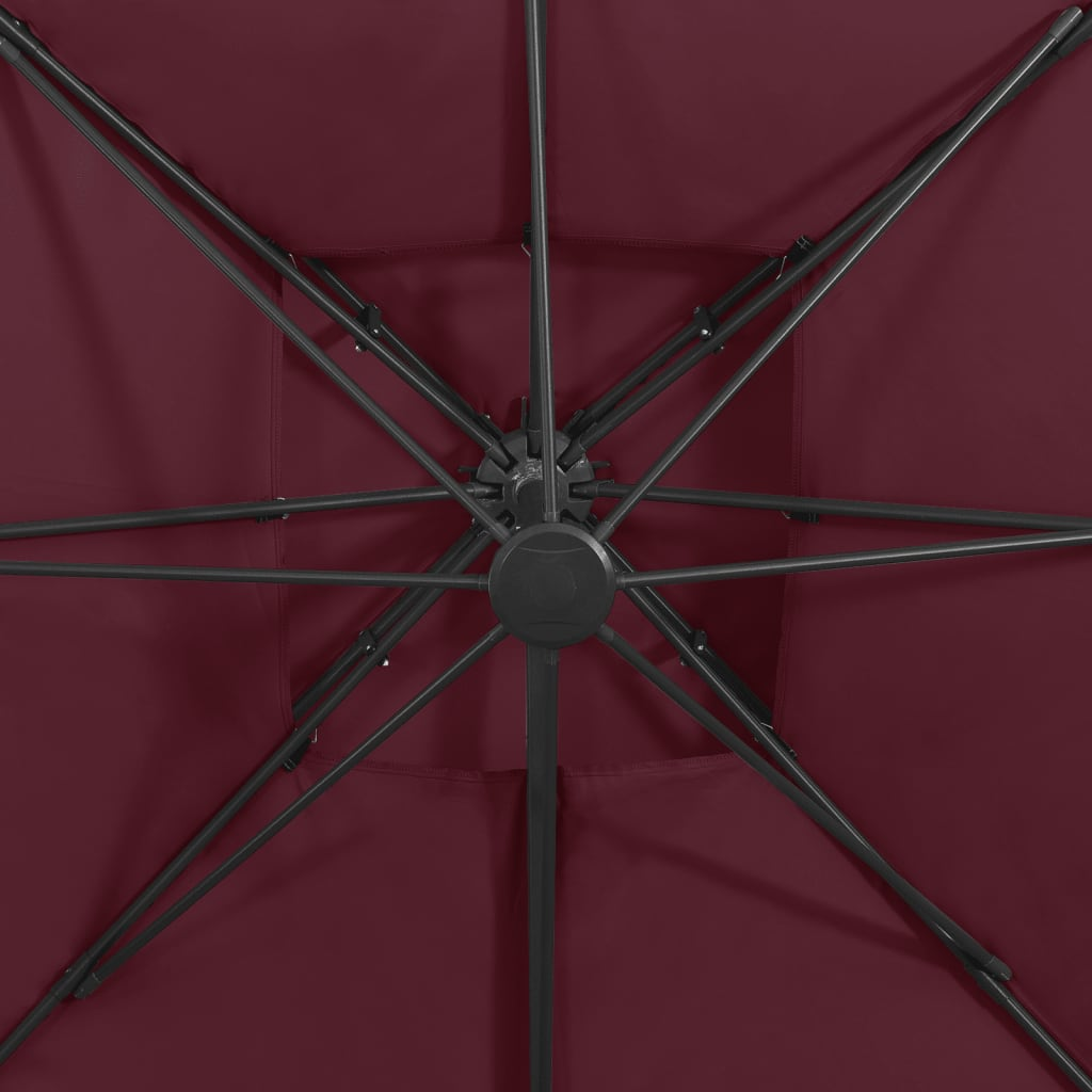 Cantilever Umbrella with Double Top 300x300 cm Bordeaux Red