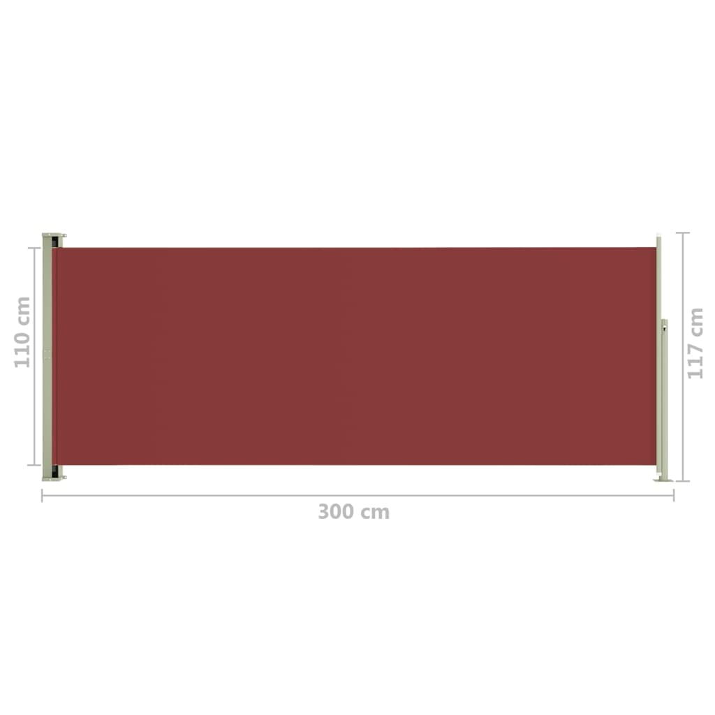 Patio Retractable Side Awning 117x300 cm Red