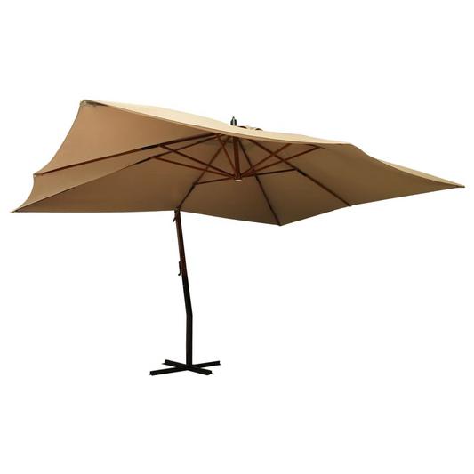 Cantilever Umbrella with Wooden Pole 400x300 cm Taupe