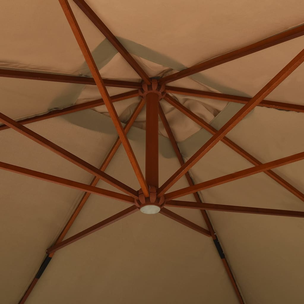 Cantilever Umbrella with Wooden Pole 400x300 cm Taupe