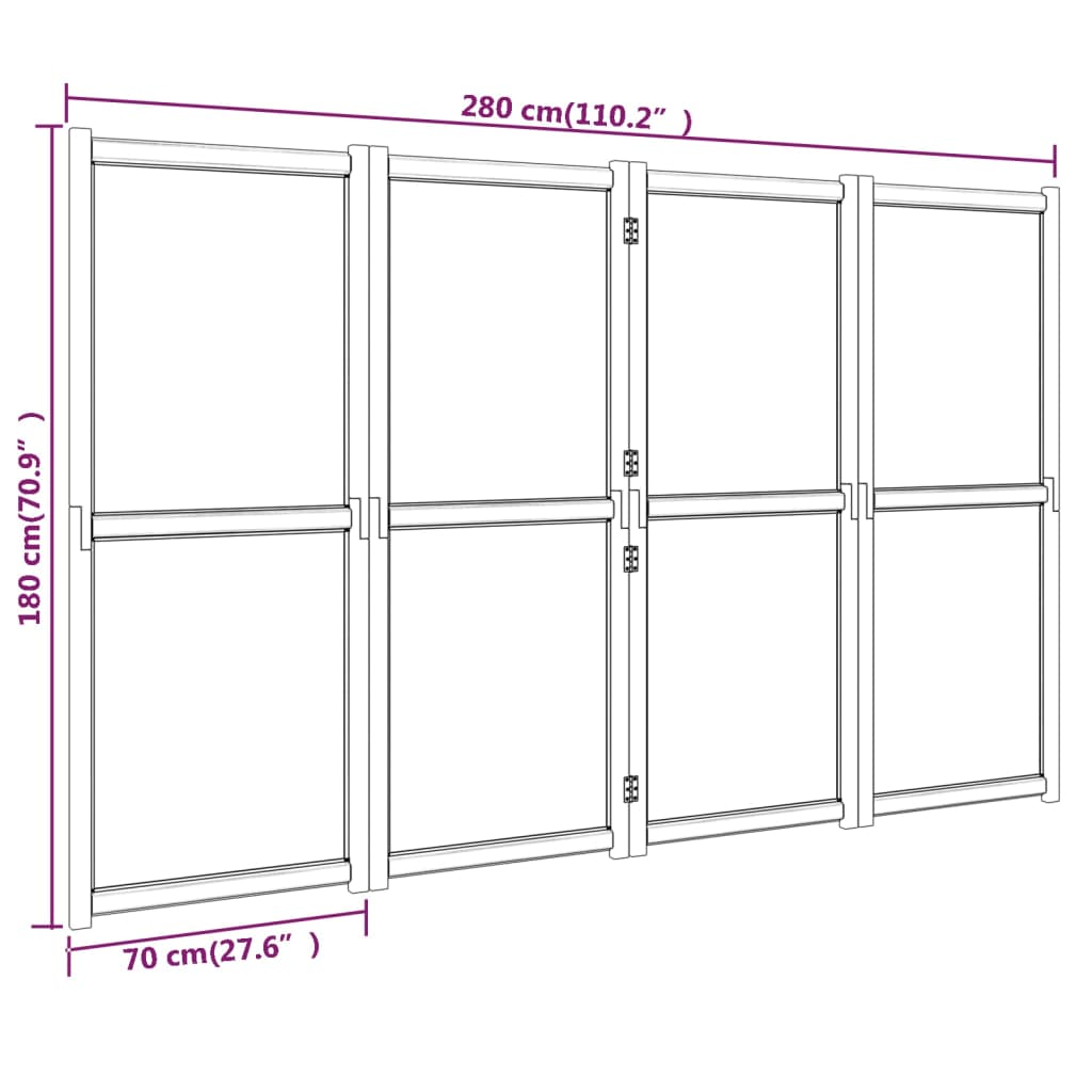 4-Panel Room Divider Black 280x180 cm