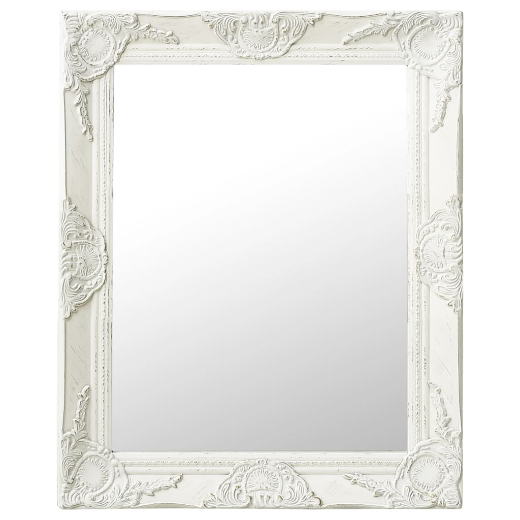 Wall Mirror Baroque Style 50x60 cm White