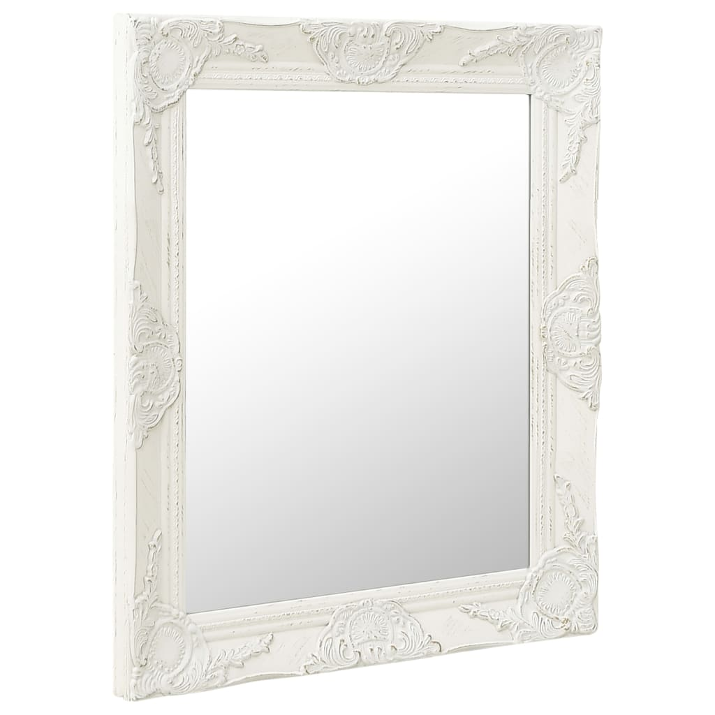 Wall Mirror Baroque Style 50x60 cm White