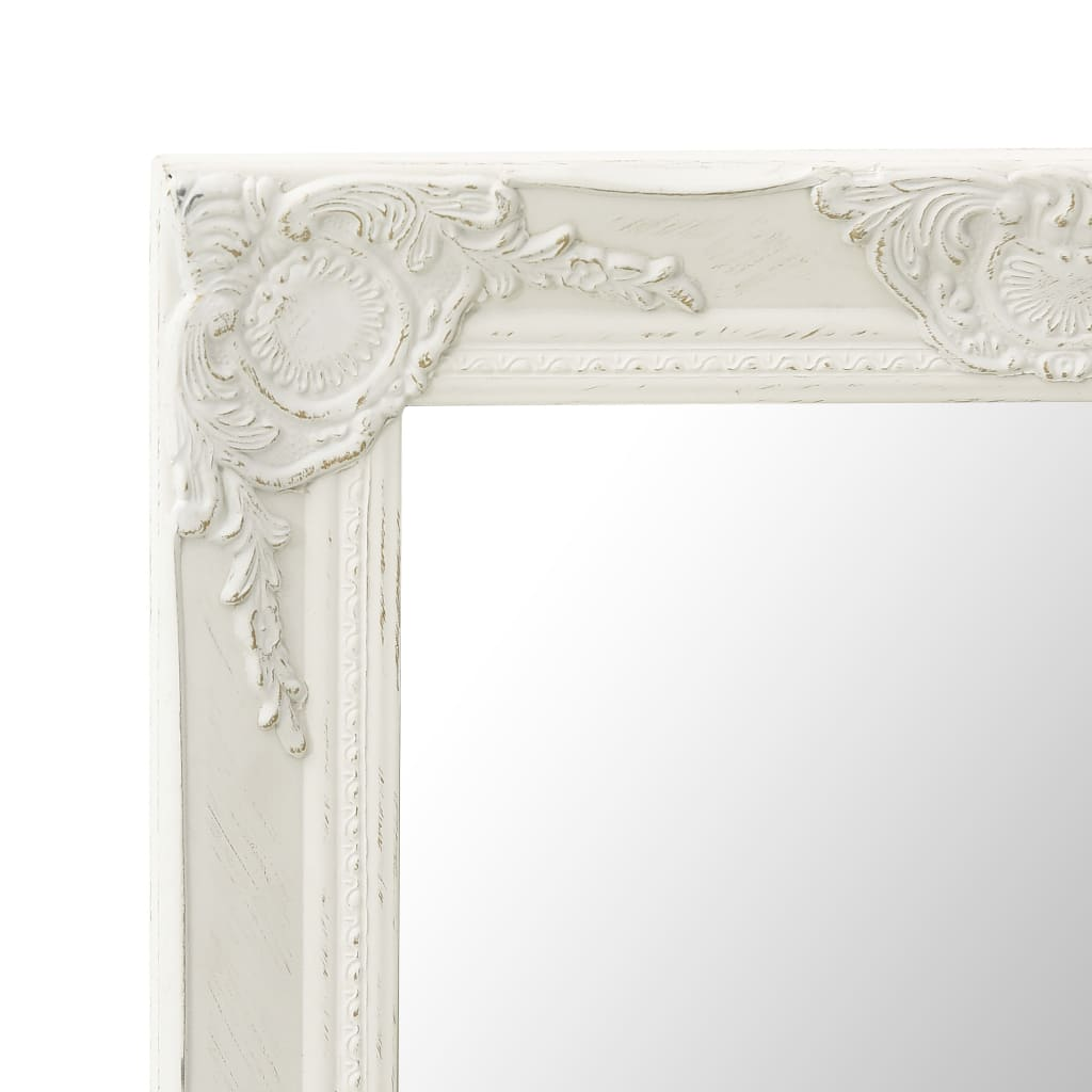 Wall Mirror Baroque Style 50x60 cm White