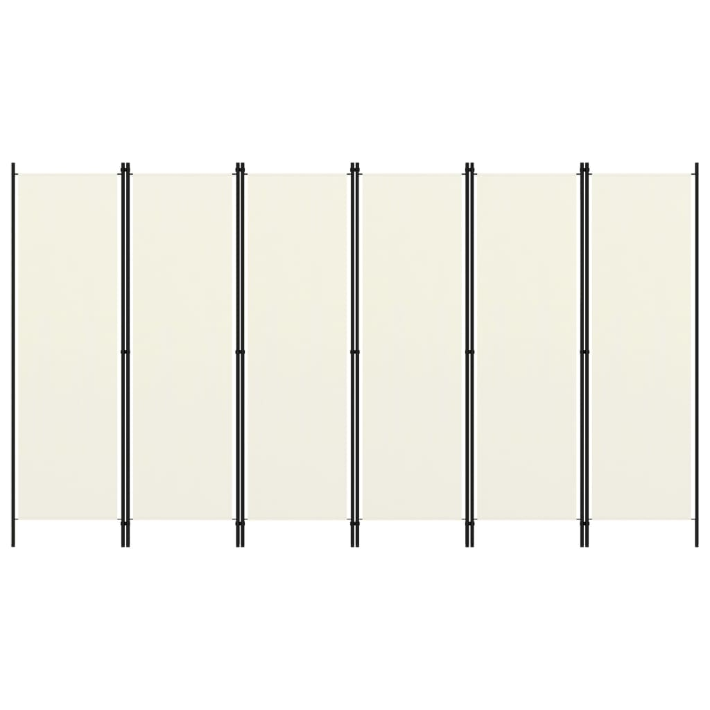 6-Panel Room Divider Cream White 300x180 cm