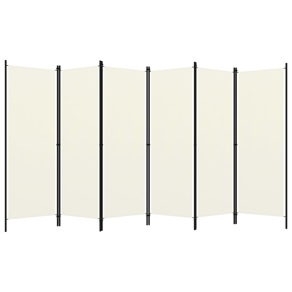 6-Panel Room Divider Cream White 300x180 cm