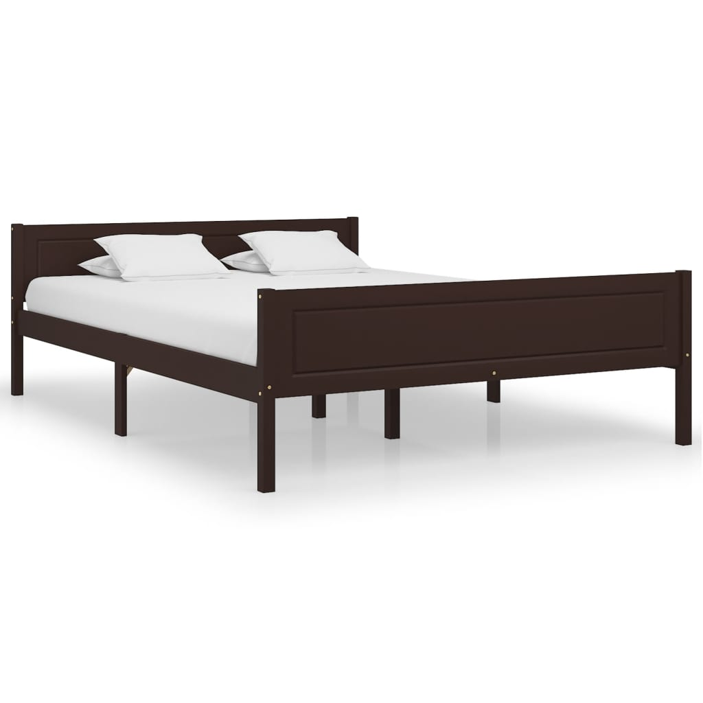 Bed Frame Solid Pinewood Dark Brown 120x200 cm