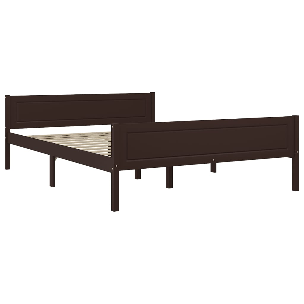 Bed Frame Solid Pinewood Dark Brown 120x200 cm