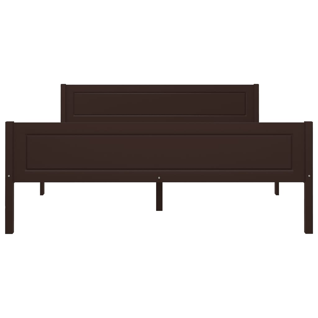 Bed Frame Solid Pinewood Dark Brown 120x200 cm