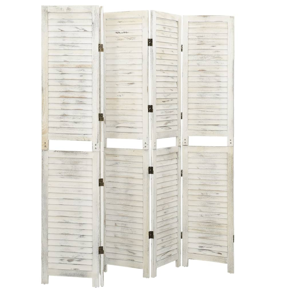 5-Panel Room Divider Antique White 178.5x166 cm Solid Wood