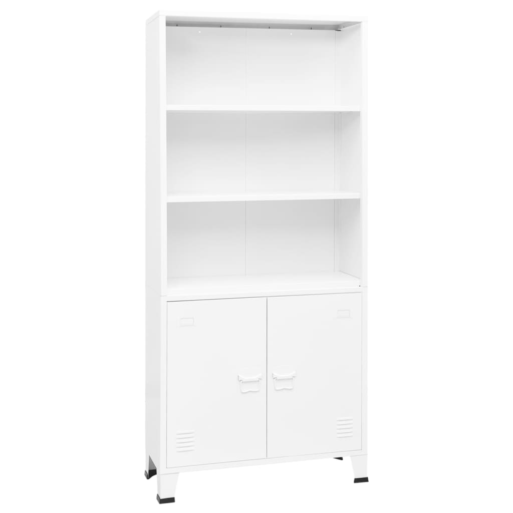 Industrial Bookshelf White 80x32x180 cm Steel